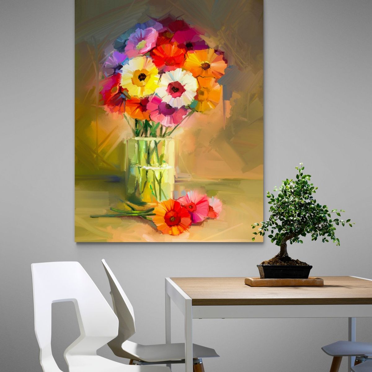 TAYRONA STORE - Cuadro En Lienzo Para Comedor Pintura Flores 171 75x100cm