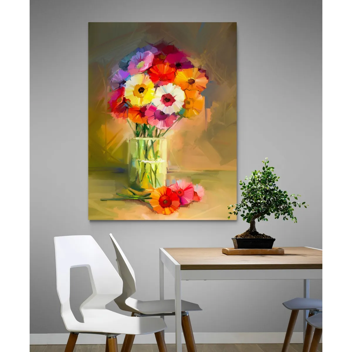 TAYRONA STORE - Cuadro En Lienzo Para Comedor Pintura Flores 171 75x100cm