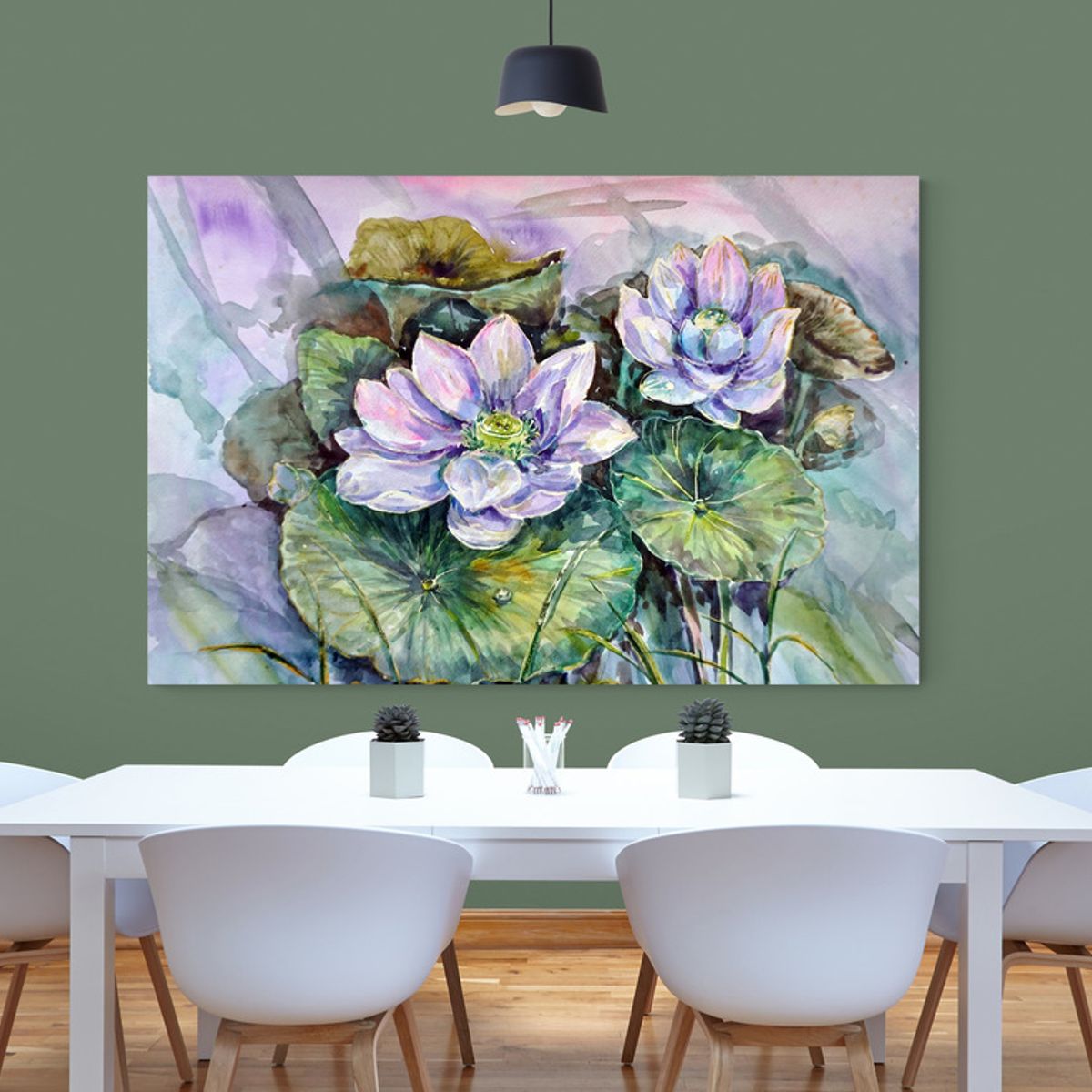 TAYRONA STORE - Cuadro Lienzo Comedor Pintura Flor De Loto 047 150x100cm