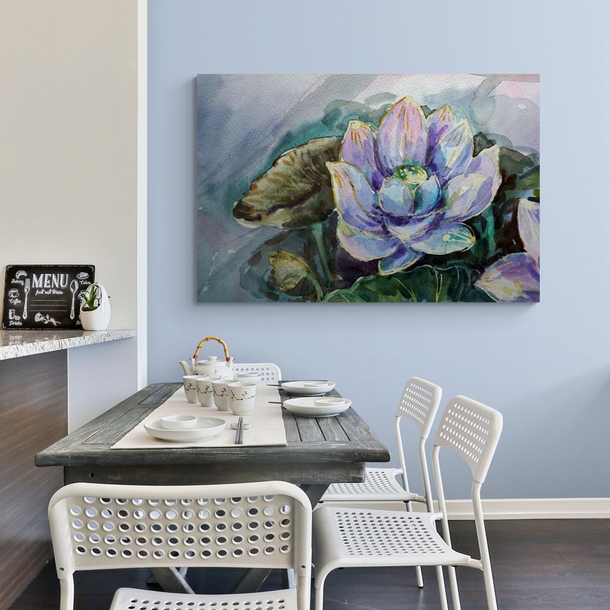 TAYRONA STORE - Cuadro Lienzo Para Comedor Pintura Flor De Loto 051 100x70cm