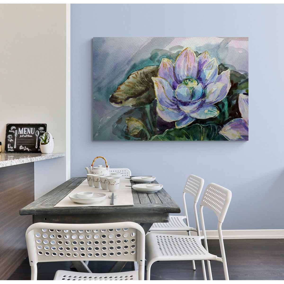 TAYRONA STORE - Cuadro Lienzo Para Comedor Pintura Flor De Loto 051 100x70cm