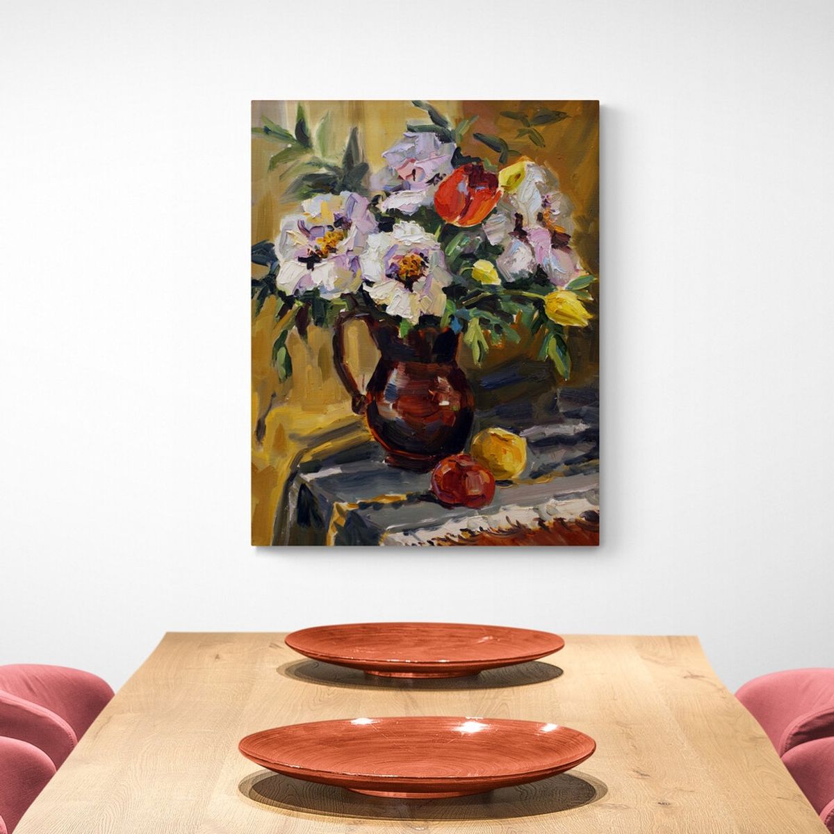 TAYRONA STORE - Cuadro En Lienzo Para Comedor Pintura Flores 105 30x40cm