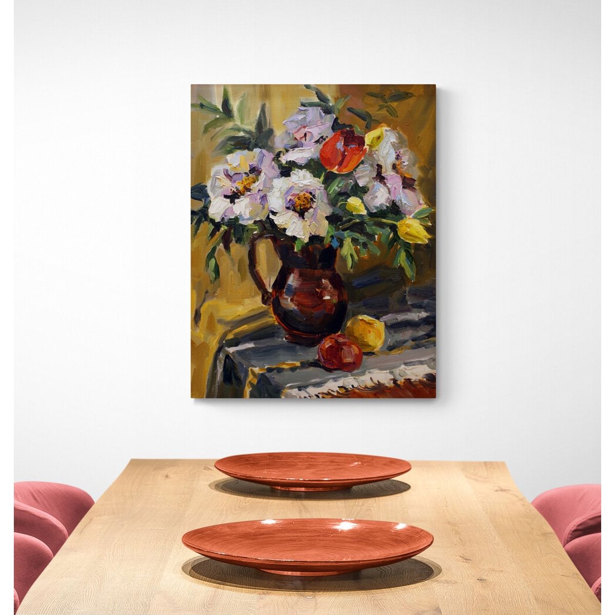 TAYRONA STORE - Cuadro En Lienzo Para Comedor Pintura Flores 105 30x40cm