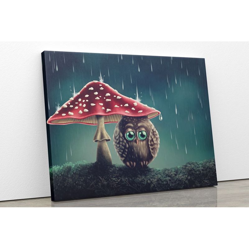TAYRONA STORE - Cuadro En Lienzo Para Comedor Buho Y Hongo 50x40cm