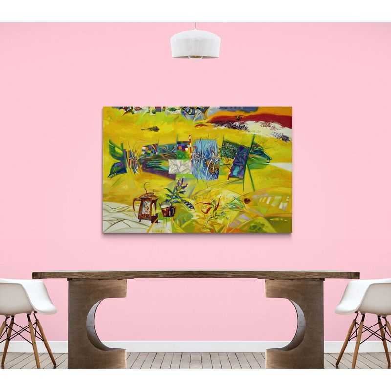 TAYRONA STORE - Cuadro En Lienzo Para Comedor Pintura Pes Abstracto 50x35cm