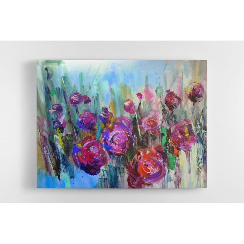 TAYRONA STORE - Cuadro En Lienzo Para Comedor Pintura Flores 60 50x40cm