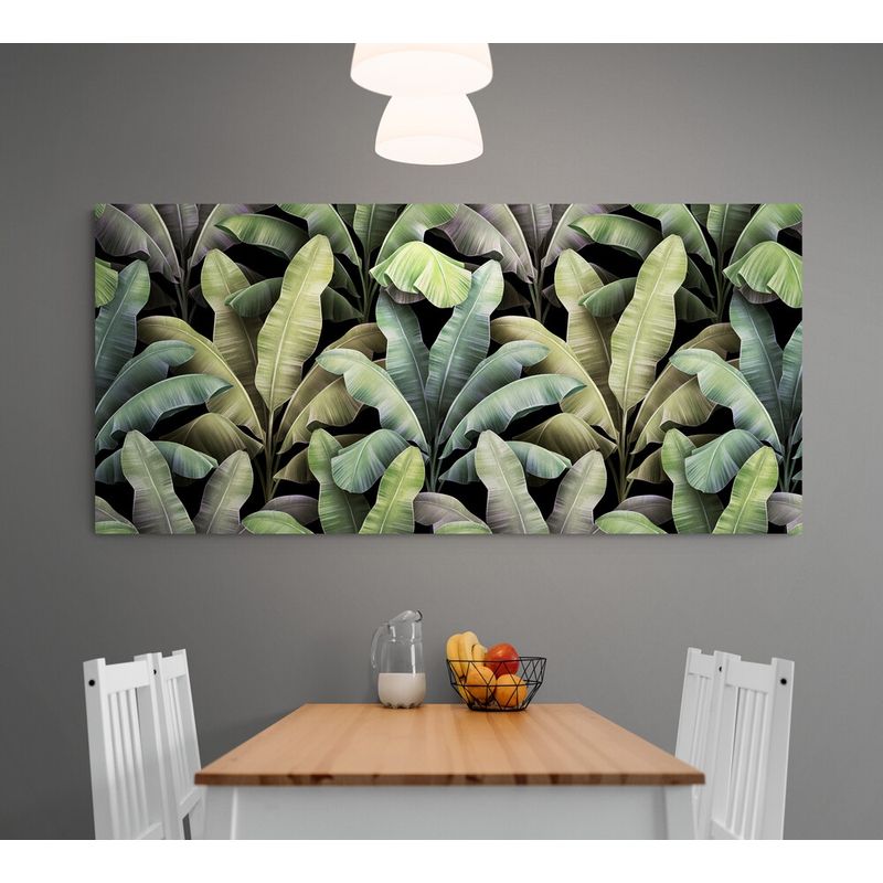 TAYRONA STORE - Cuadro En Lienzo Para Comedor Hojas Verdes 169 90x40cm
