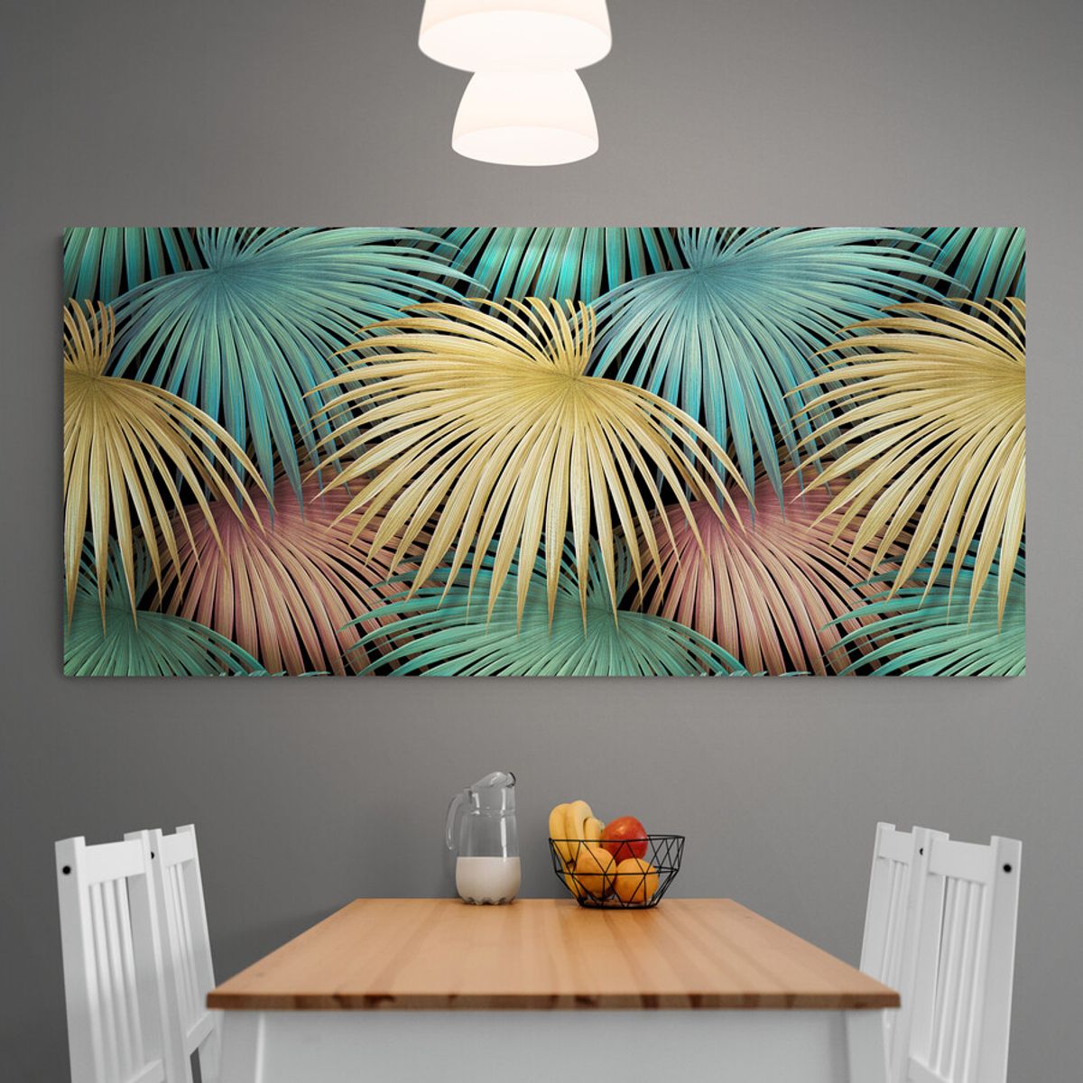 TAYRONA STORE - Cuadro En Lienzo Para Comedor Hojas Verdes 177 110x50cm
