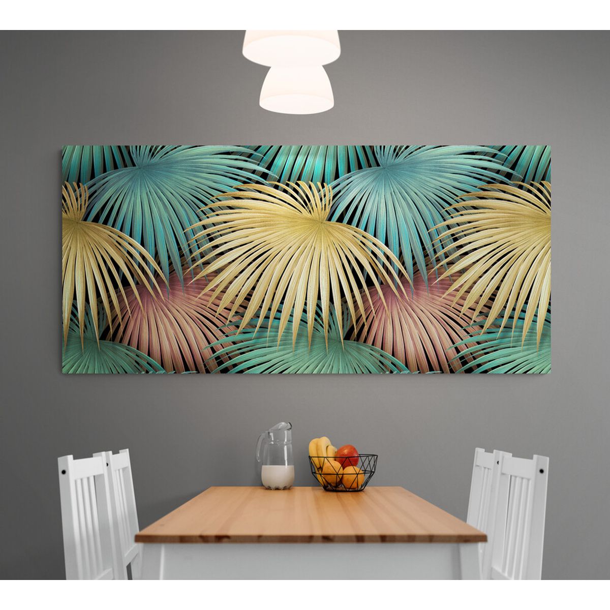 TAYRONA STORE - Cuadro En Lienzo Para Comedor Hojas Verdes 177 110x50cm