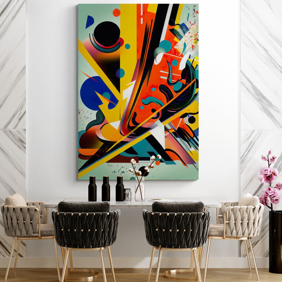 TAYRONA STORE - Cuadro Lienzo Para Comedor Abstracto Colores 333 100x150cm.