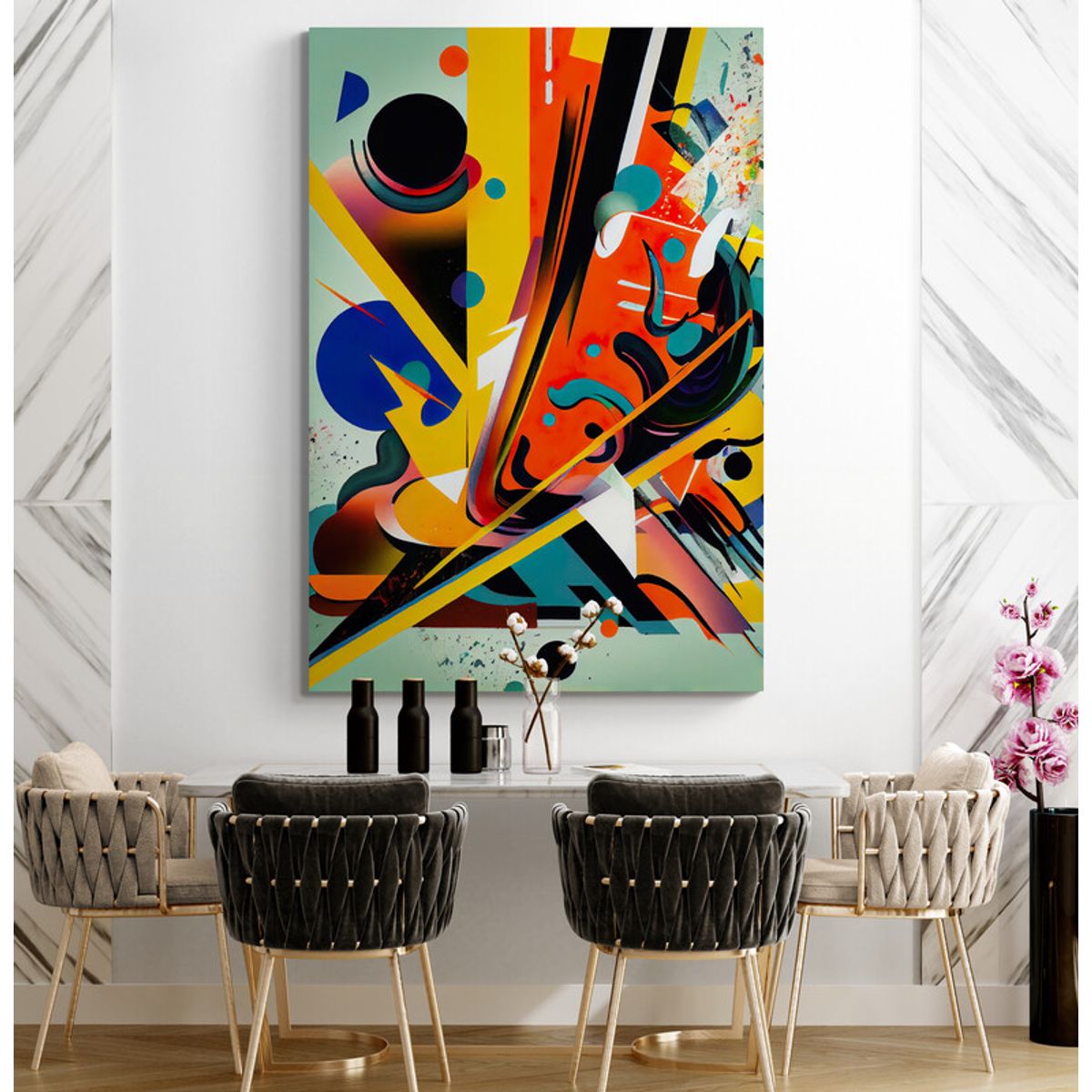 TAYRONA STORE - Cuadro Lienzo Para Comedor Abstracto Colores 333 100x150cm.