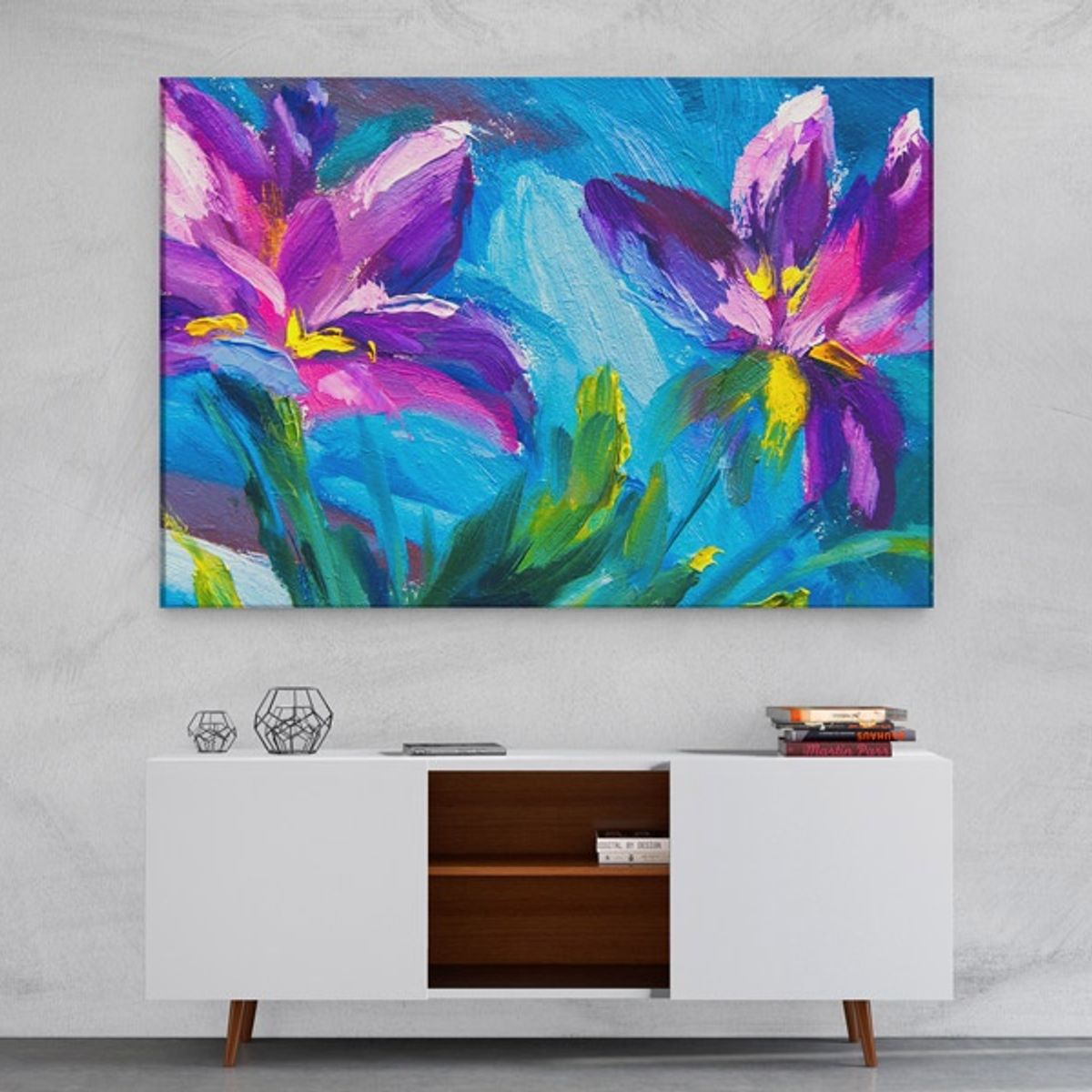 TAYRONA STORE - Cuadro En Lienzo Para Comedor Pintura Flores 47 120x80cm
