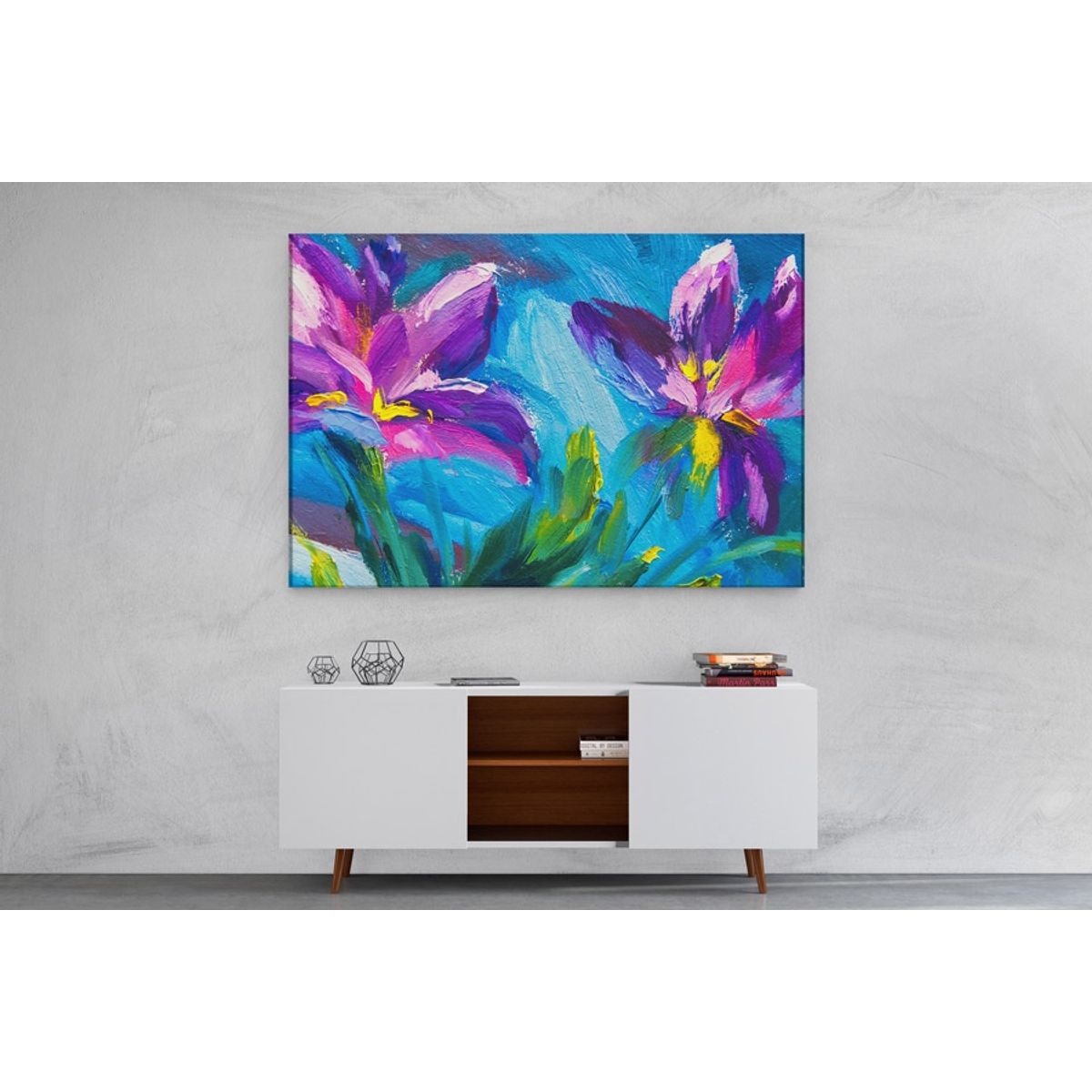 TAYRONA STORE - Cuadro En Lienzo Para Comedor Pintura Flores 47 120x80cm