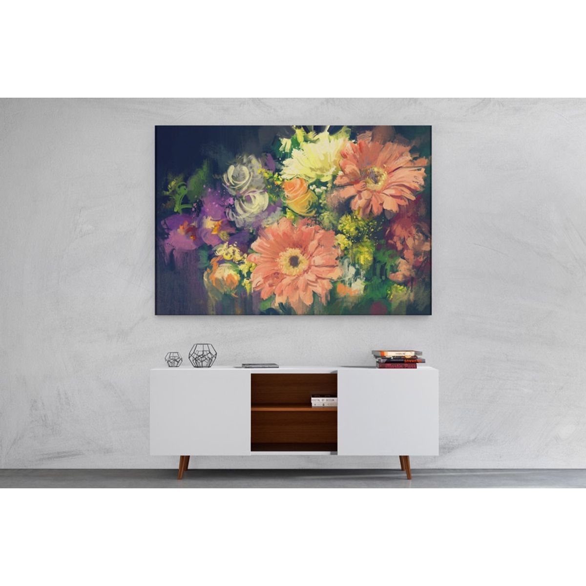 TAYRONA STORE - Cuadro En Lienzo Para Comedor Pintura Flores 53 70x50cm