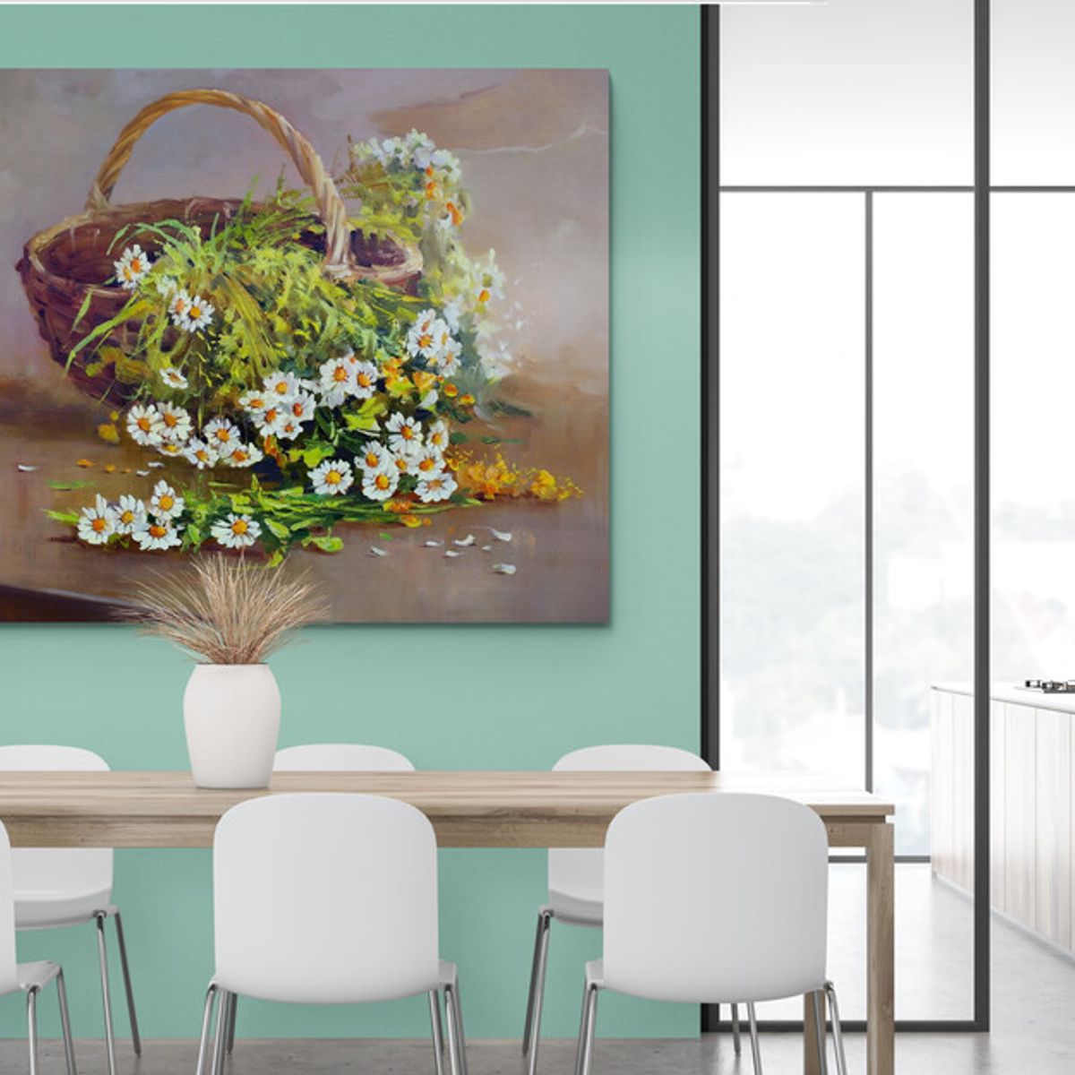 TAYRONA STORE - Cuadro En Lienzo Para Comedor Bodegon Flores 250 100x80cm