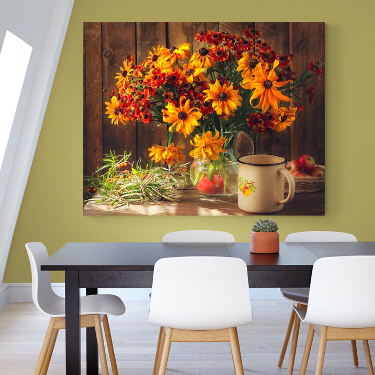 TAYRONA STORE - Cuadro En Lienzo Para Comedor Bodegon Flores 198 150x120cm