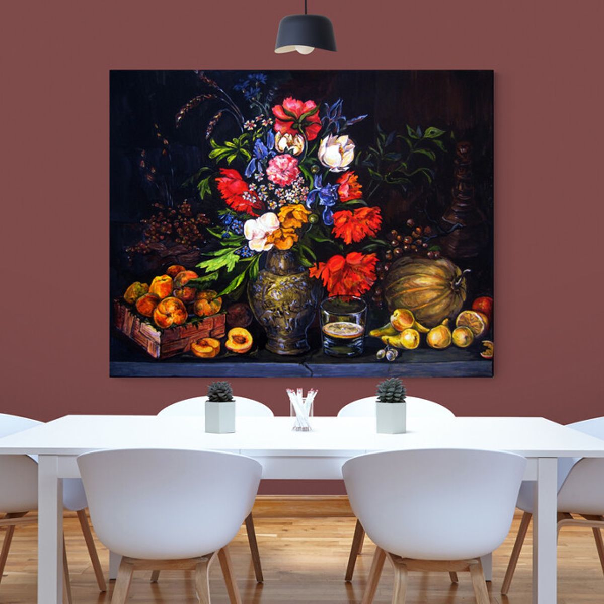 TAYRONA STORE - Cuadro En Lienzo Para Comedor Bodegon Flores 171 75x60cm