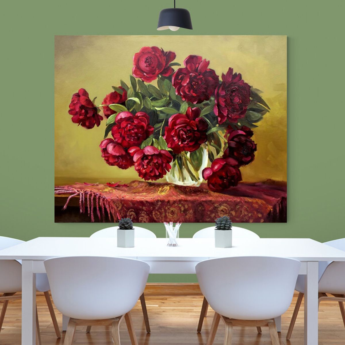 TAYRONA STORE - Cuadro En Lienzo Para Comedor Bodegon Flores 106 50x40cm