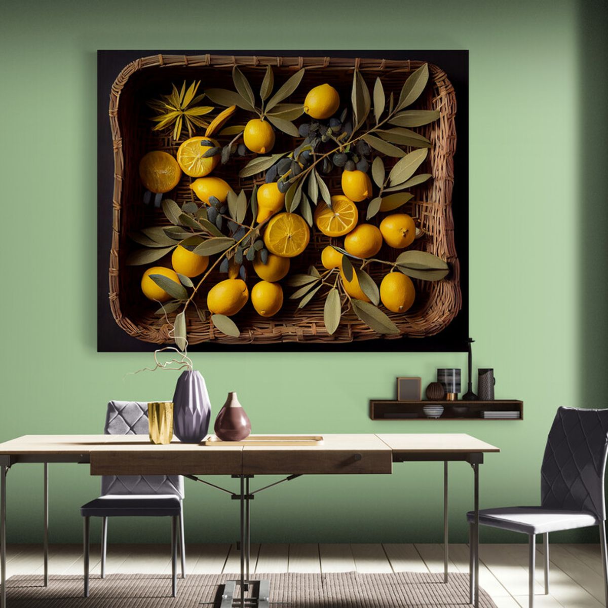 TAYRONA STORE - Cuadro En Lienzo Para Comedor Bodegon Frutas 312 50x40cm