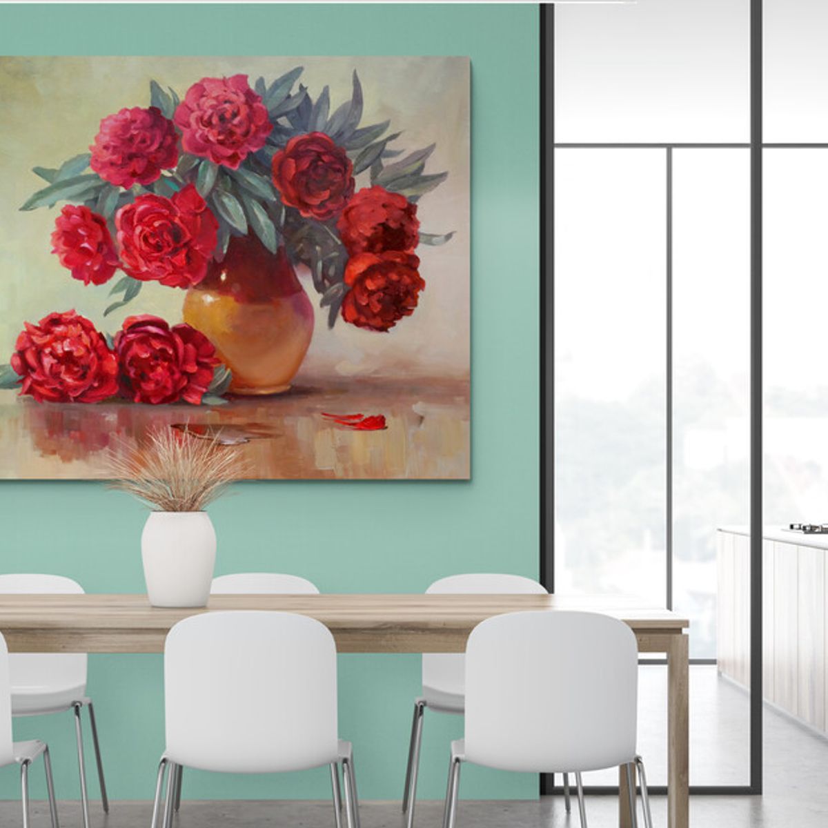 TAYRONA STORE - Cuadro En Lienzo Para Comedor Flores Bodegon 254 50x40cm