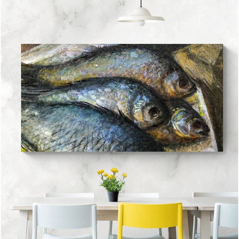 TAYRONA STORE - Cuadro En Lienzo Para Comedor Pintura Peces 021 75x40cm