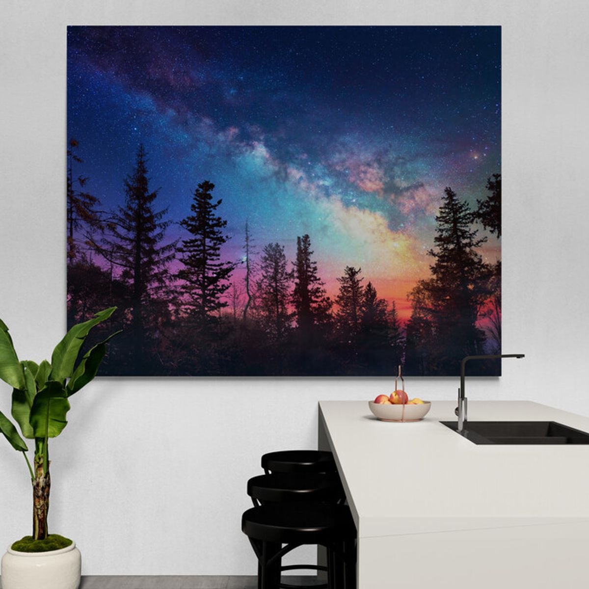 TAYRONA STORE - Cuadro En Lienzo Para Comedor Arbol Via Lactea 067 130x70cm