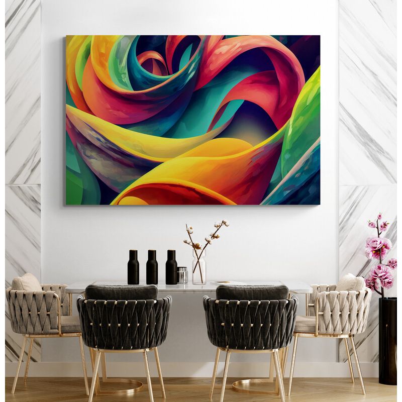 TAYRONA STORE - Cuadro En Lienzo Para Comedor Abstracto Colores 241 50x35cm