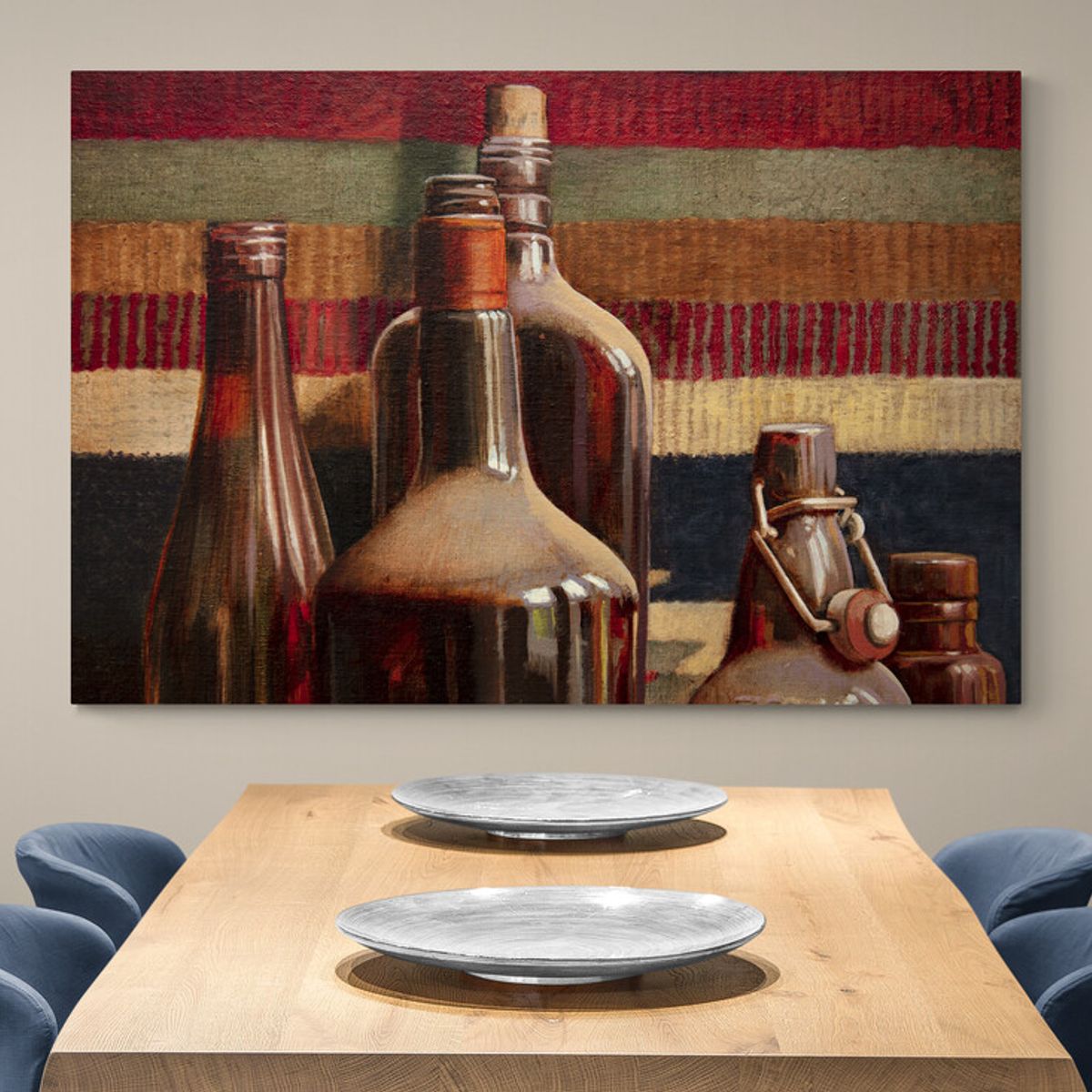 TAYRONA STORE - Cuadro En Lienzo Para Comedor Bodegon Botellas 175 100x70cm