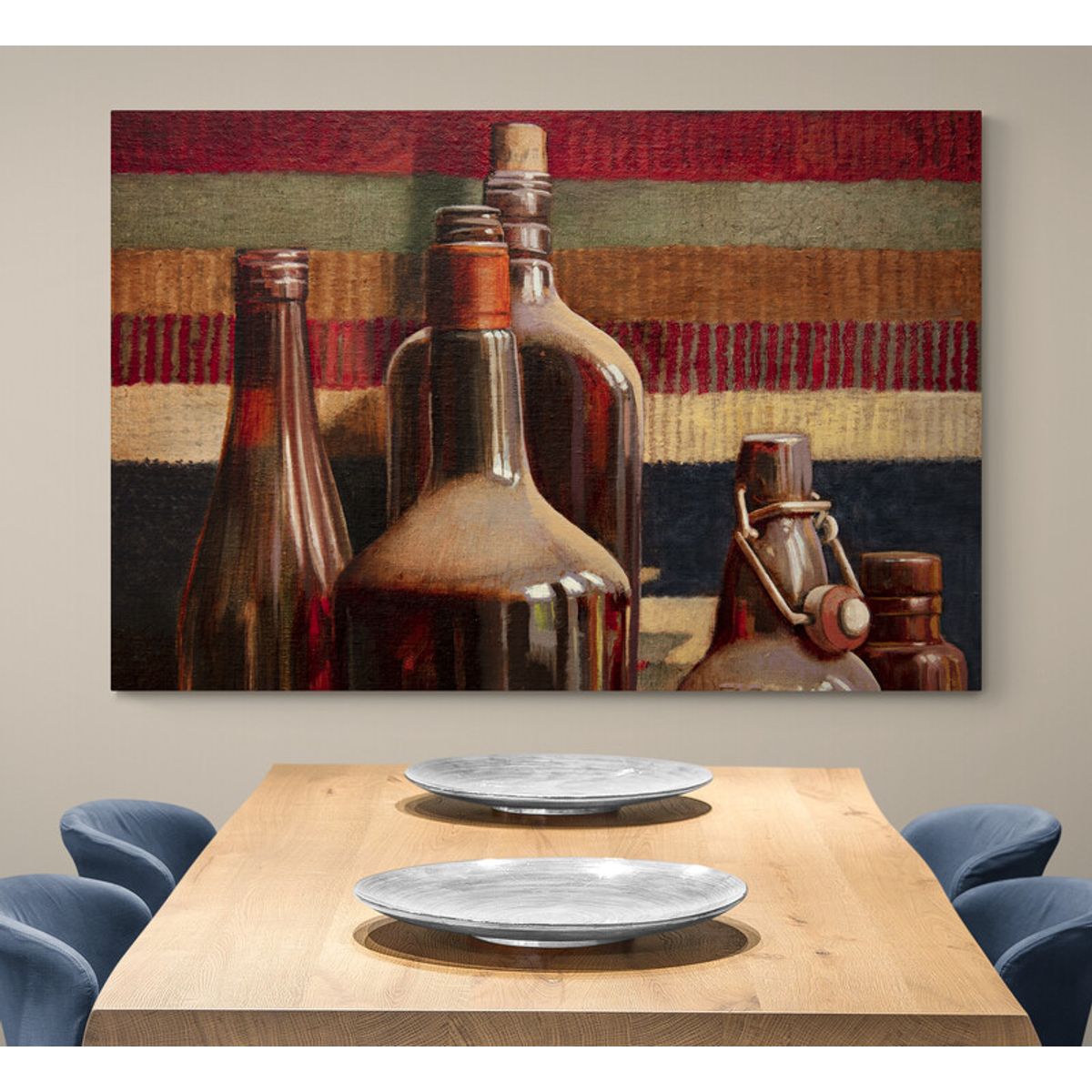 TAYRONA STORE - Cuadro En Lienzo Para Comedor Bodegon Botellas 175 100x70cm