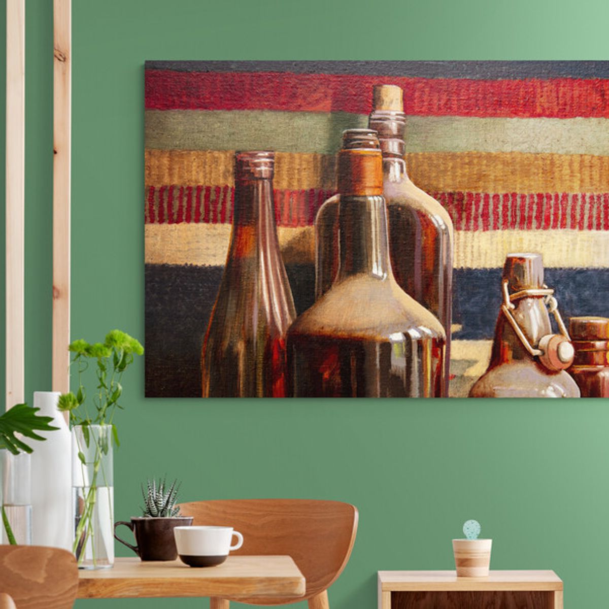 TAYRONA STORE - Cuadro En Lienzo Para Comedor Bodegon Botellas 176 70x50cm
