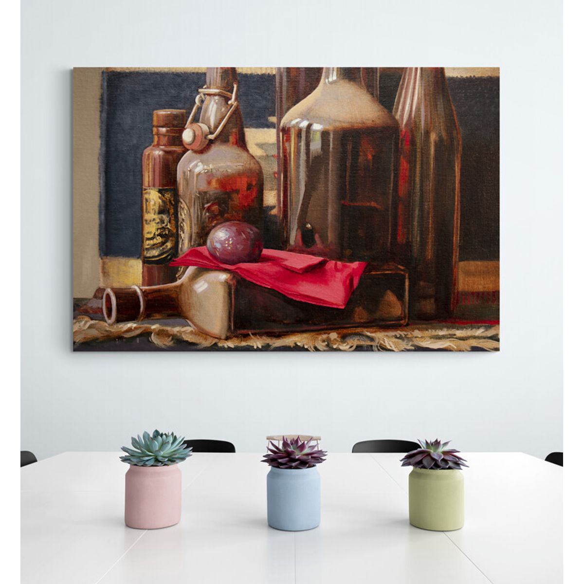 TAYRONA STORE - Cuadro En Lienzo Para Comedor Bodegon Botellas 178 120x80cm