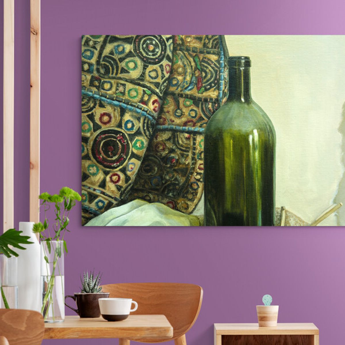 TAYRONA STORE - Cuadro En Lienzo Para Comedor Bodegon Botellas 186 150x100cm