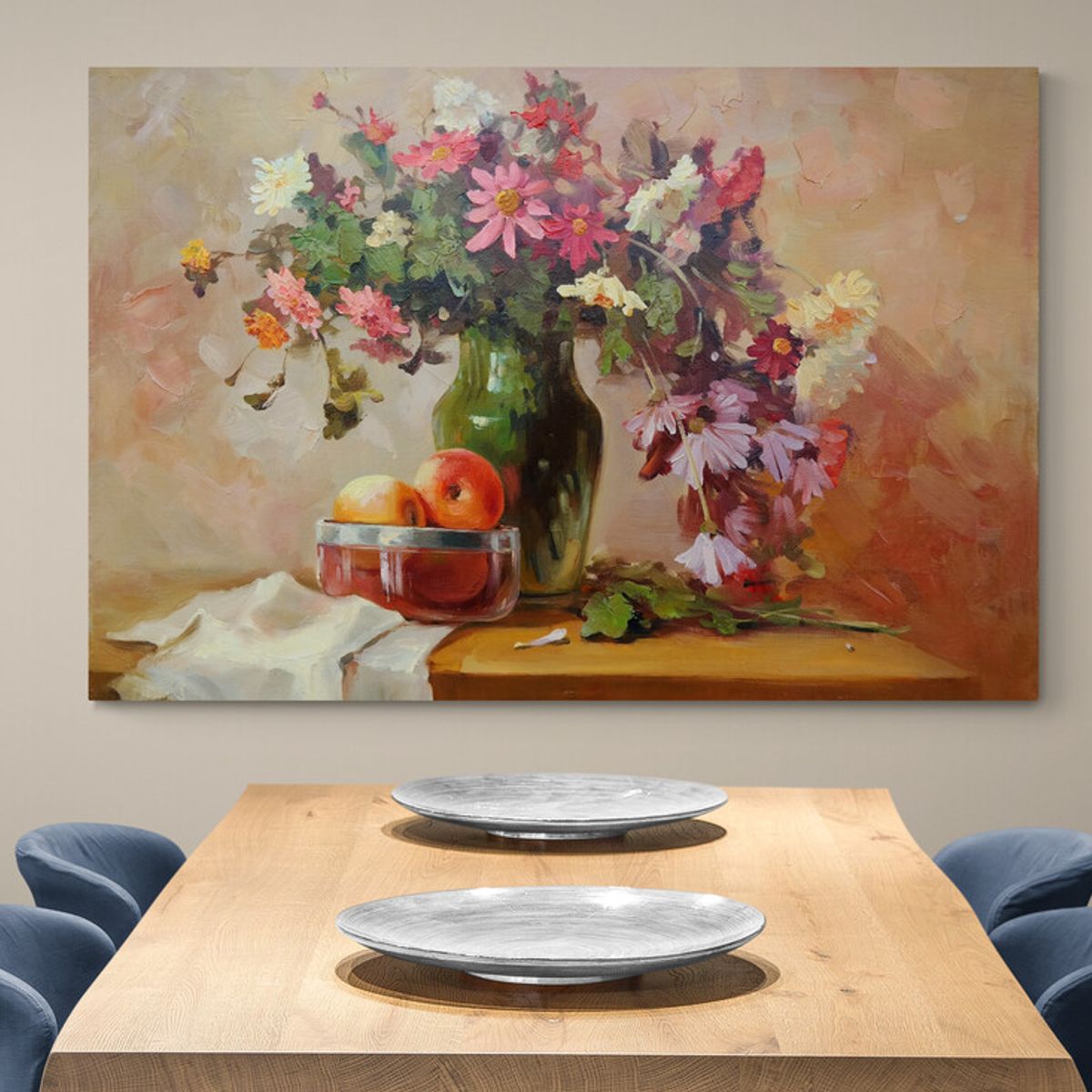 TAYRONA STORE - Cuadro En Lienzo Para Comedor Bodegon Flores 109 150x100cm