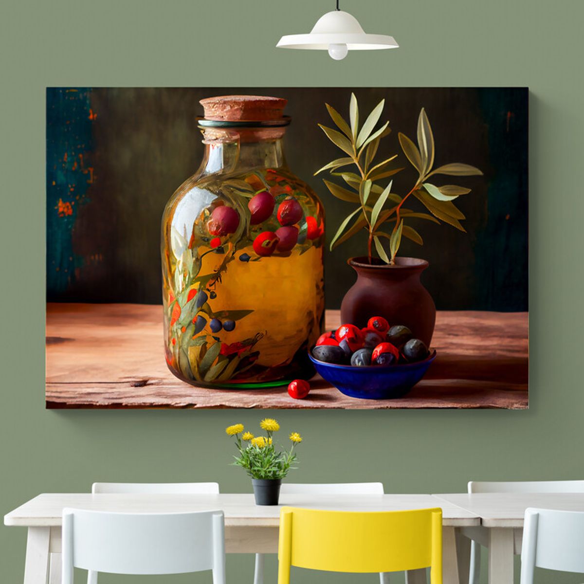 TAYRONA STORE - Cuadro En Lienzo Para Comedor Bodegon Frutas 273 50x35cm