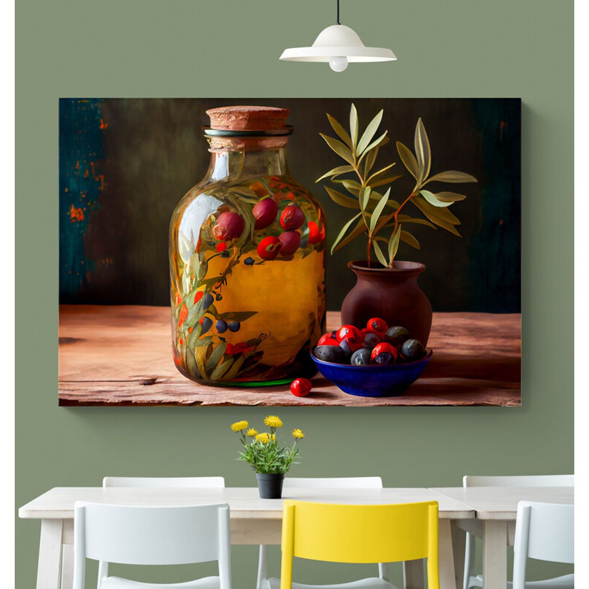 TAYRONA STORE - Cuadro En Lienzo Para Comedor Bodegon Frutas 273 50x35cm