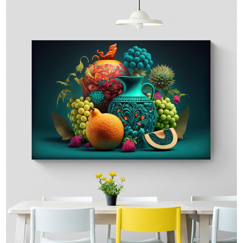 TAYRONA STORE - Cuadro En Lienzo Para Comedor Bodegon Frutas 276 50x35cm
