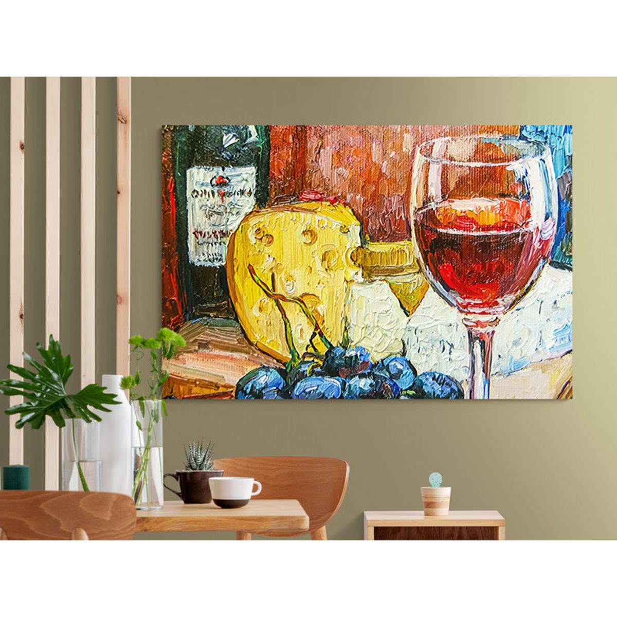 TAYRONA STORE - Cuadro En Lienzo Para Comedor Bodegon Vino 139 100x70cm