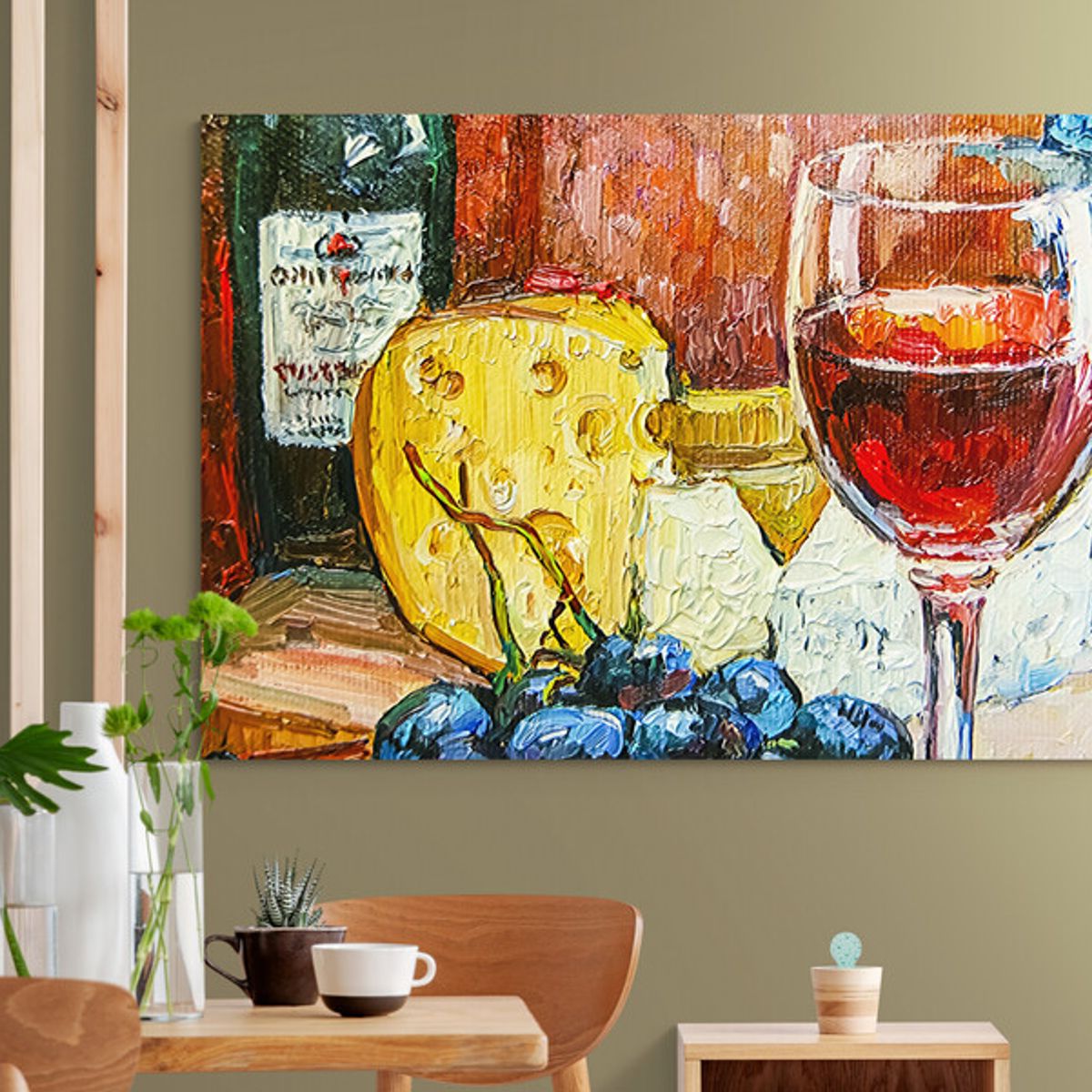 TAYRONA STORE - Cuadro En Lienzo Para Comedor Bodegon Vino 139 120x80cm