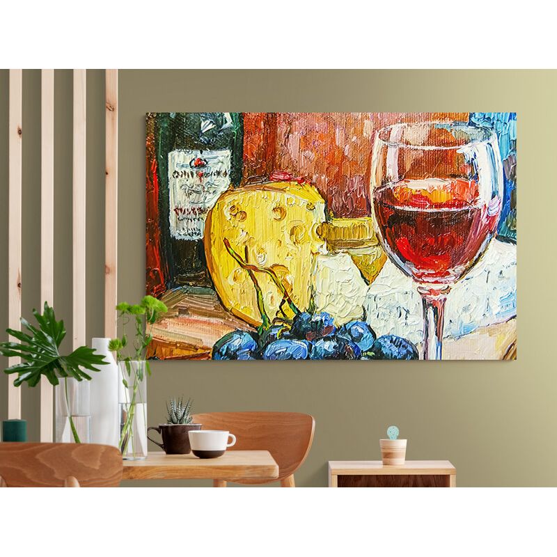 TAYRONA STORE - Cuadro En Lienzo Para Comedor Bodegon Vino 139 70x50cm