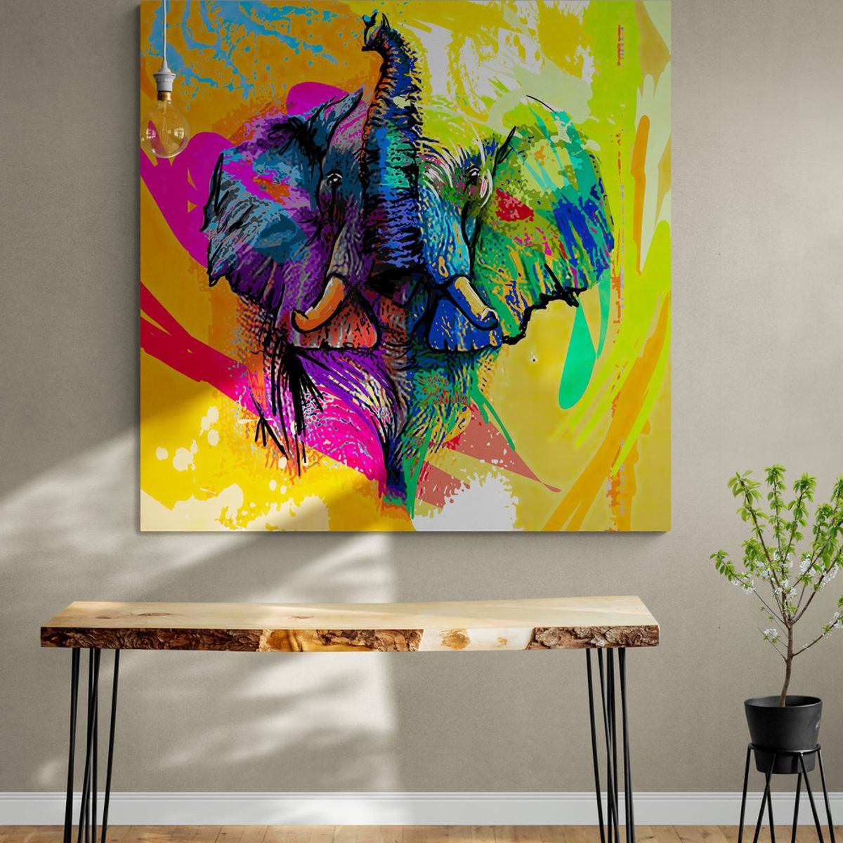 TAYRONA STORE - Cuadro En Lienzo Para Comedor Elefante 097 100x100cm