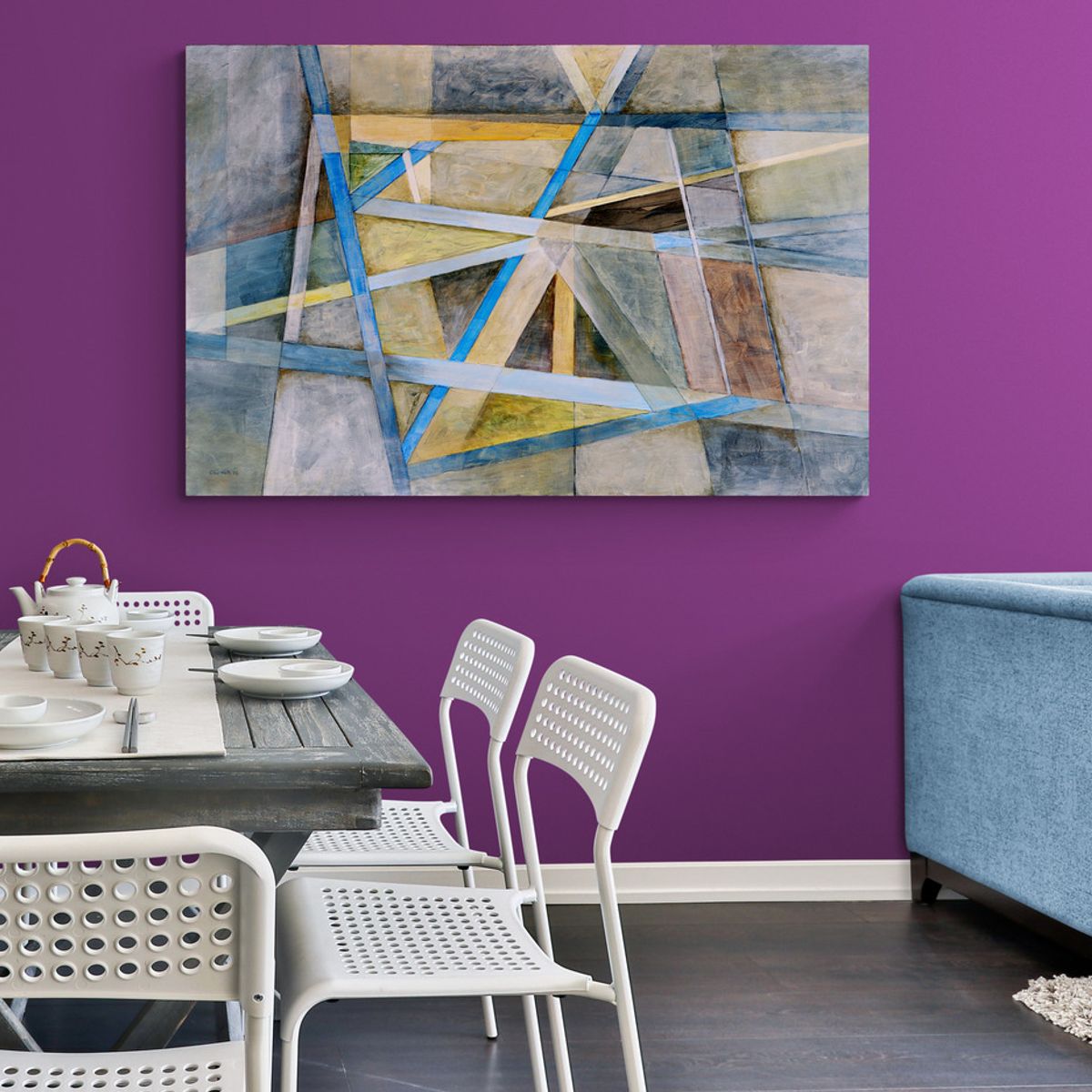 TAYRONA STORE - Cuadro En Lienzo Para Comedor Pintura Abstracta 245 100x70cm