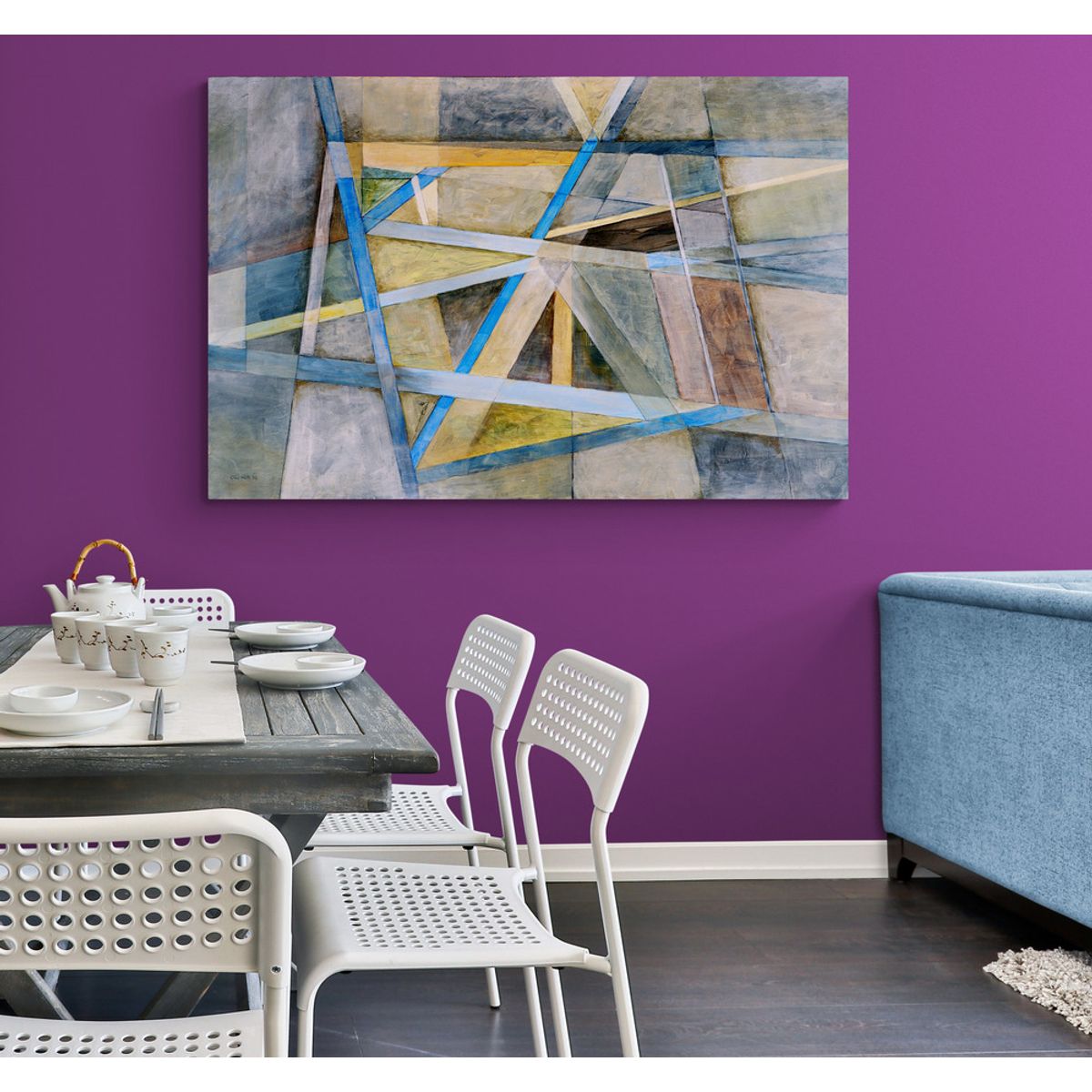 TAYRONA STORE - Cuadro En Lienzo Para Comedor Pintura Abstracta 245 100x70cm