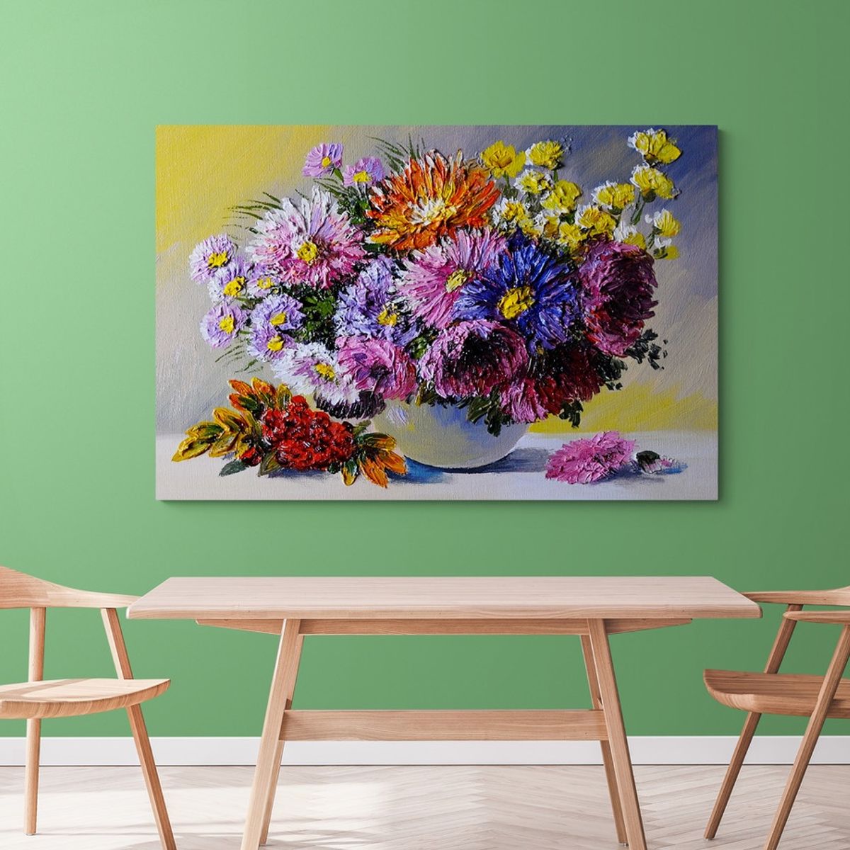 TAYRONA STORE - Cuadro En Lienzo Para Comedor Pintura Flores 141 70x50cm