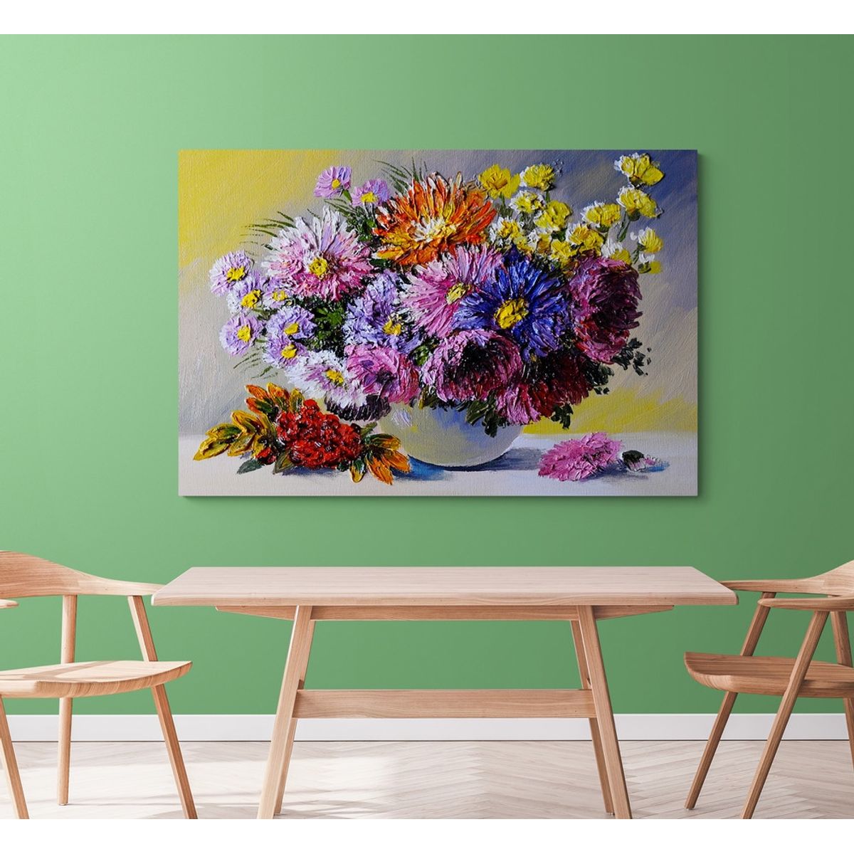 TAYRONA STORE - Cuadro En Lienzo Para Comedor Pintura Flores 141 70x50cm