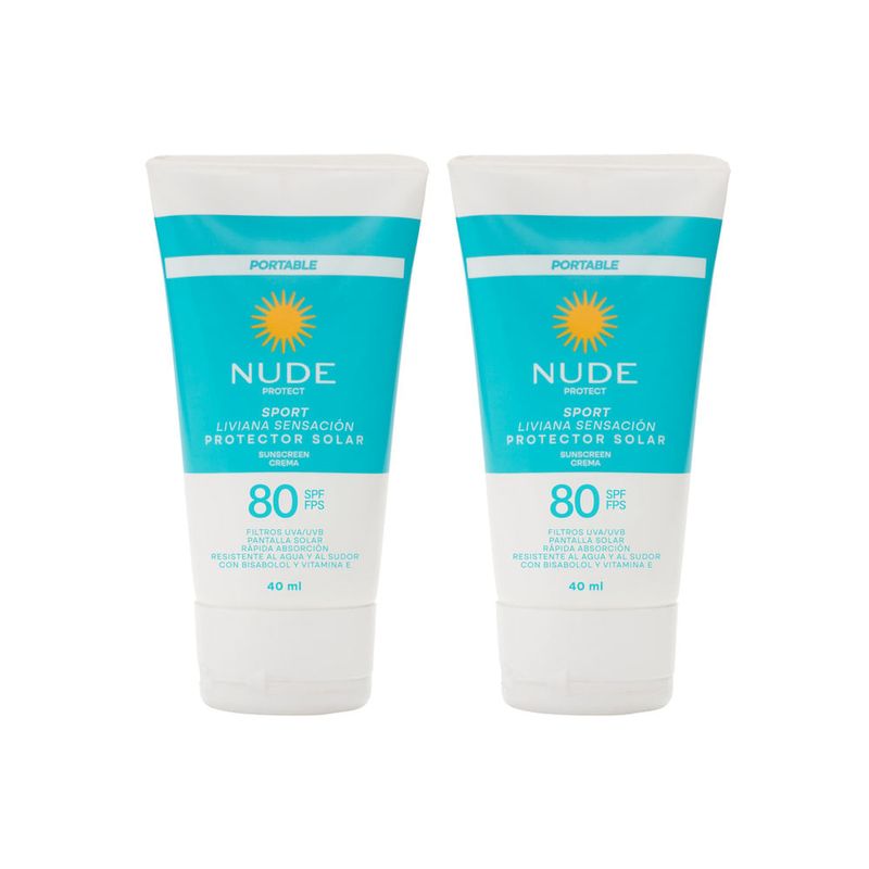 NUDE - Promoción Nude Protector Solar Sensación Liviana Spf80 40ml X2 Uds