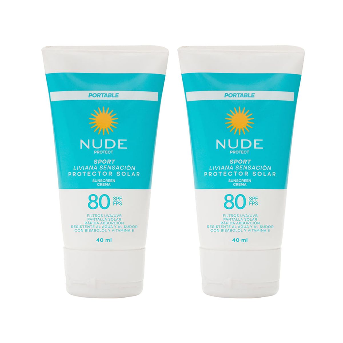 NUDE - Promoción Nude Protector Solar Sensación Liviana Spf80 40ml X2 Uds