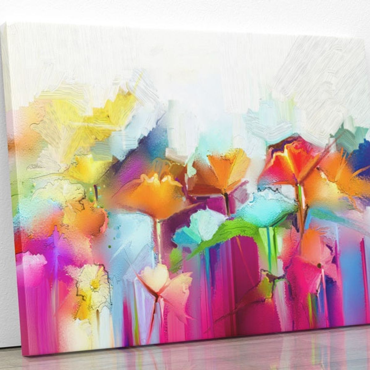 TAYRONA STORE - Cuadro En Lienzo Para Comedor Pintura Flores 80 100x80cm