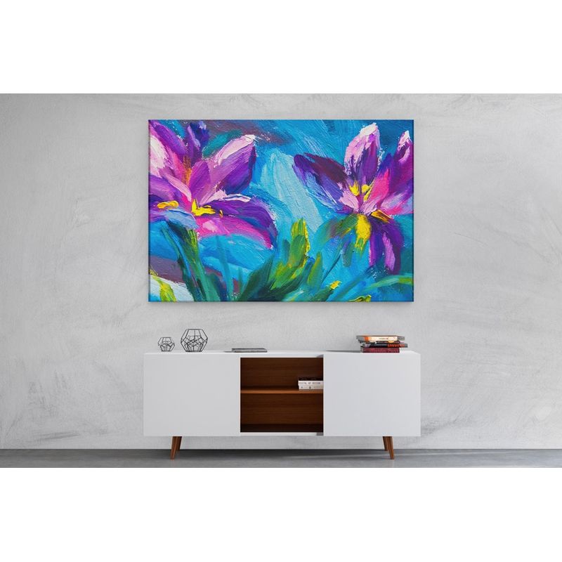 TAYRONA STORE - Cuadro En Lienzo Para Comedor Pintura Flores 47 150x100cm