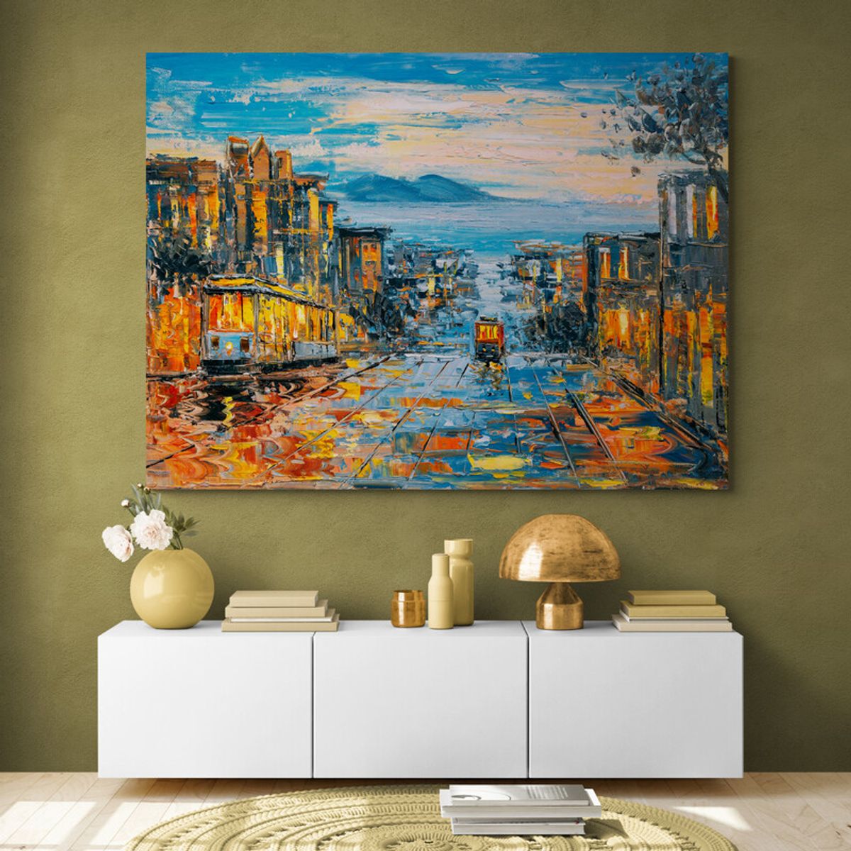 TAYRONA STORE - Cuadro En Lienzo Para Comedor Pintura Ciudad 109 80x60cm