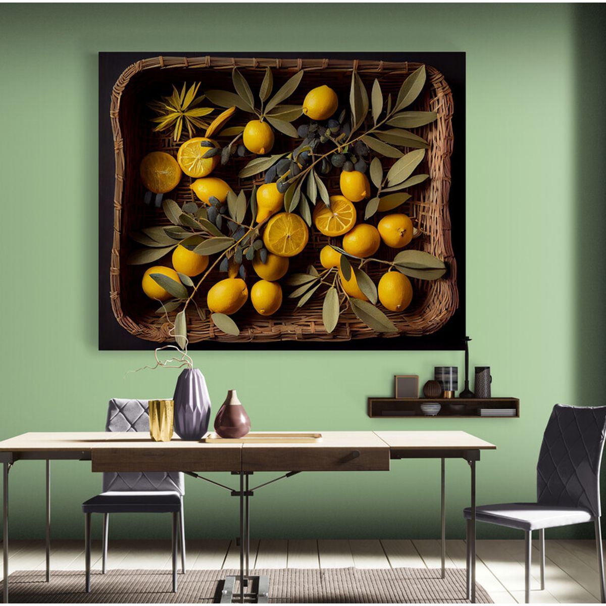 TAYRONA STORE - Cuadro En Lienzo Para Comedor Bodegon Frutas 312 75x60cm